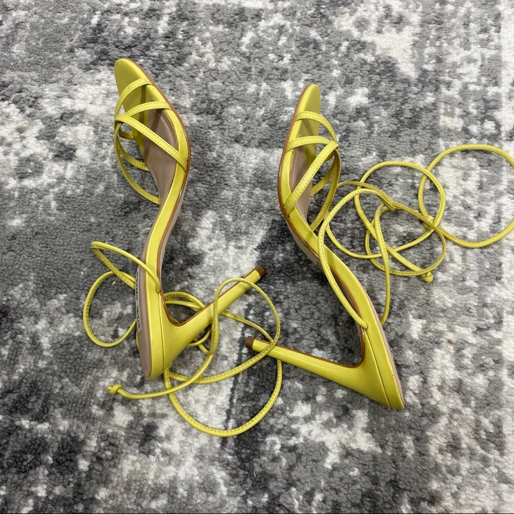 Steve Madden Yellow Lace Up Heels - Picture 4 of 7